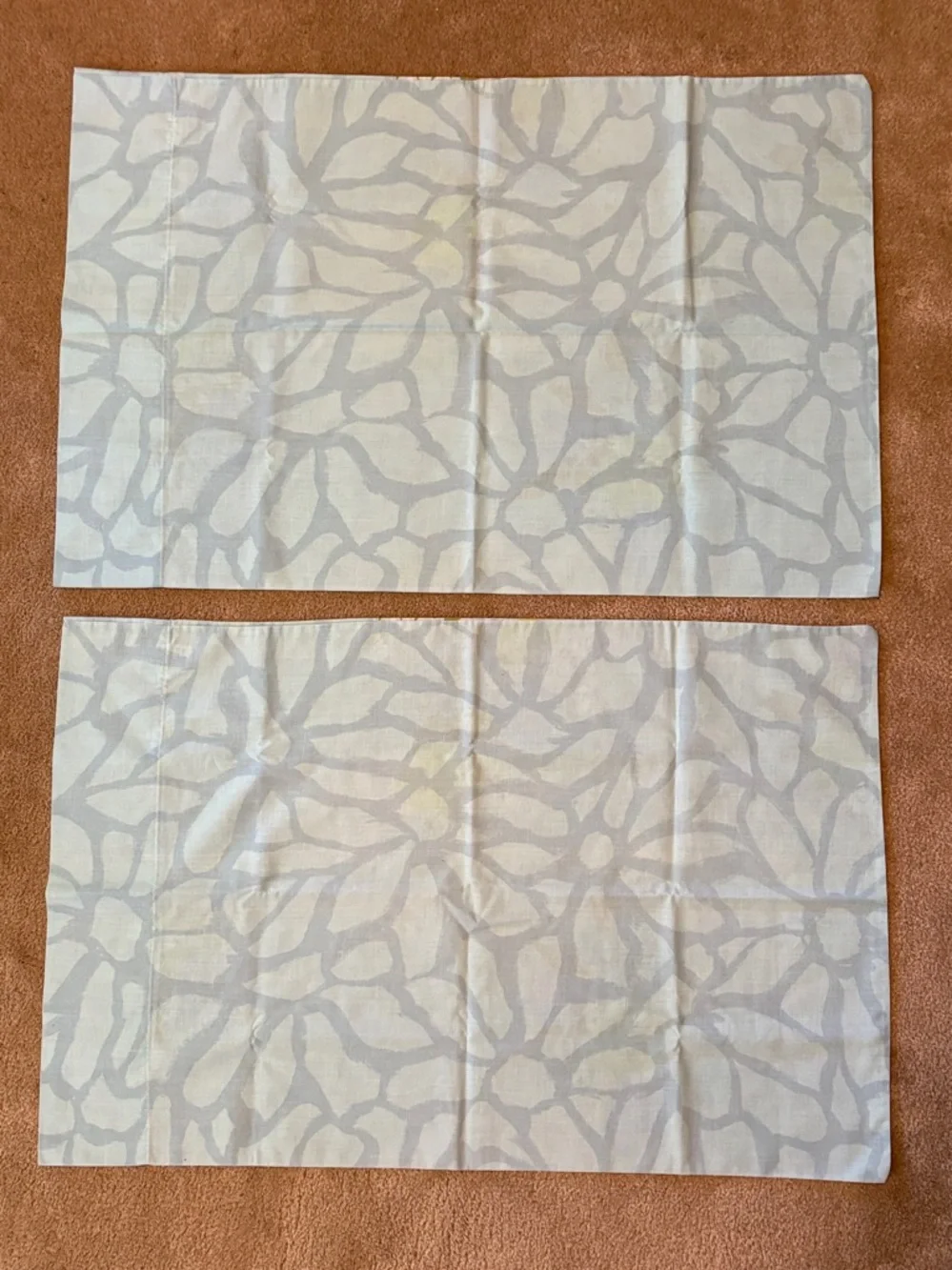 Vintage Burlington House Gold Star Floral Light Blue & Lime Pillowcases